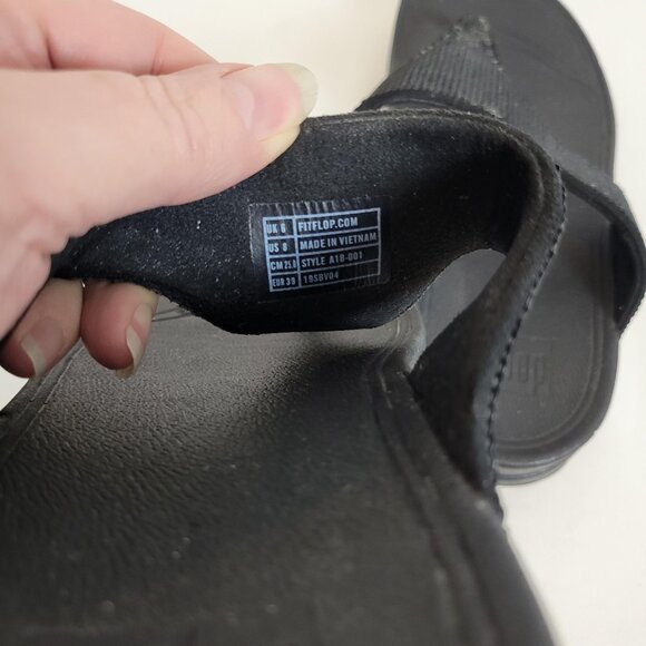 FitFlop Lulus Black Sequin Flip Flops Sandals Size 10 Women's Fitness Beach Walk - Picture 8 of 9